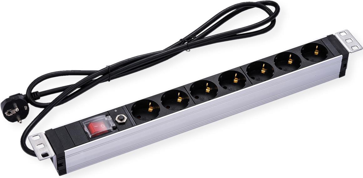 VALUE 48.30 cm (19") 1U 7-Way Power Strip with Overload Protection - 1.8 m Cable (19.99.1633)