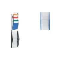 helit Wall-Mounted Brochure Holder, DIN A4 Portrait, 4 Compartments, Silver H6270100