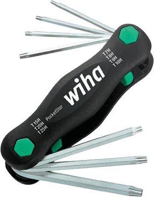 Wiha Folding Torx Wrench - T7, T8, T9, T10, T15, T20, T25 - Chrome Vanadium Steel - Black/Green - 104 g (25128)