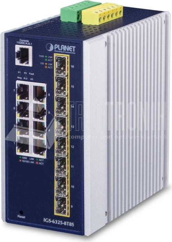PLANET IP30 Industrial L3 8-Port Managed Gigabit Ethernet Switch (IGS-6325-8T8S)
