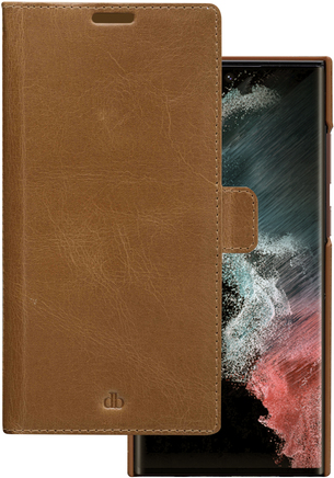 dbramante1928 Lynge Flip Case for Mobile Phone - Grain Leather - Light Brown - for Samsung S22 Ultra (LYSUGT001443)