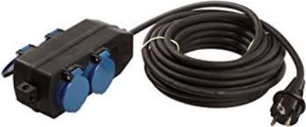 Bachmann Power Strip 230V AC 3500W with 4 Outlets and 10 m Cable - Black/Blue