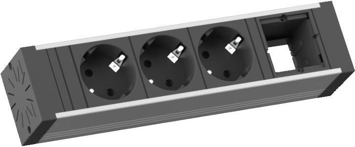 Bachmann VENID Extension Cord GST18 Input - 3 Outlets - 20 cm - Germany - Black, Anodized Aluminum (936.009)