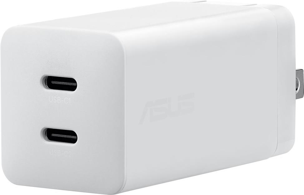 ASUS AC65-05 Universal White AC Fast Charging Indoor - 65W USB-C GaN Charger - Dual Ports - 90XB09AN-BPW010