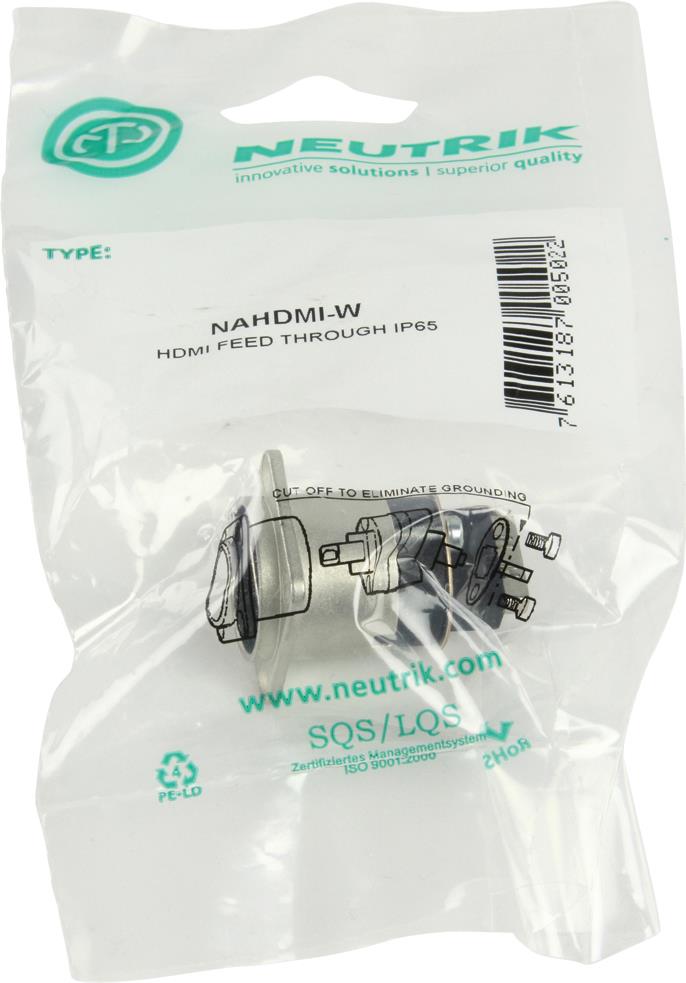 Neutrik HDMI Connector Flange Socket Straight Contacts 19 Pins Silver NAHDMI-W 1 Piece
