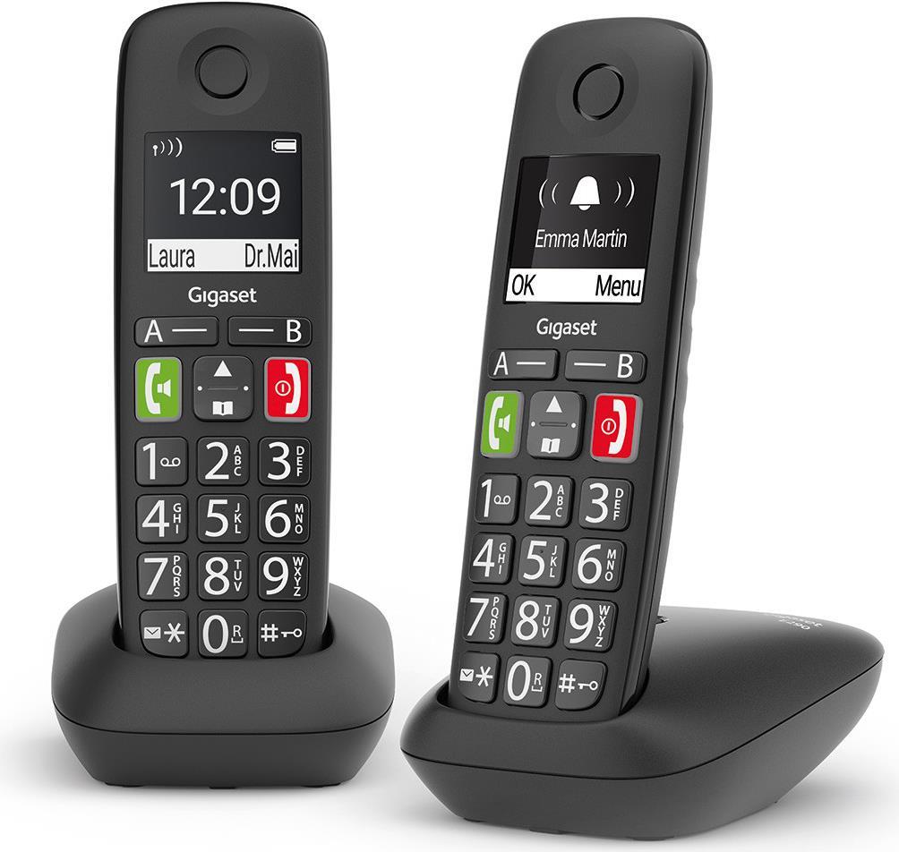 Gigaset E290 Duo - Cordless Phone with Caller ID - ECO DECT/GAP - Black + Additional Handset (L36852-H2901-B101)