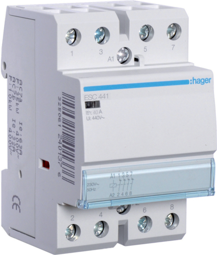 Hager ESC441 - Power Relay - 4-Pole - 40A - 230V AC