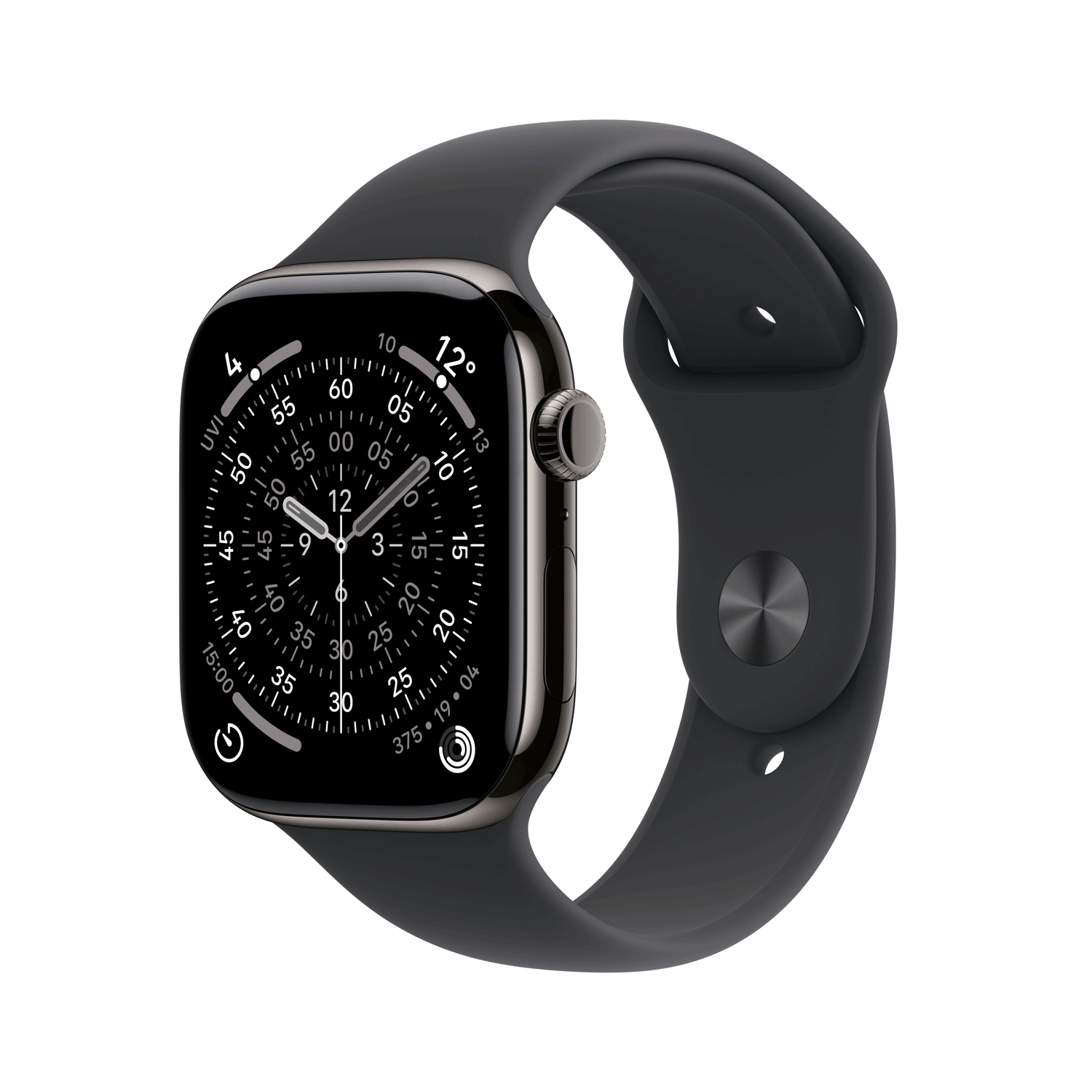 Apple Watch Series 11 - GPS + Cellular - 42 mm Slate Titanium Case - Black Sport Band - S/M - MF8R4ZR/A