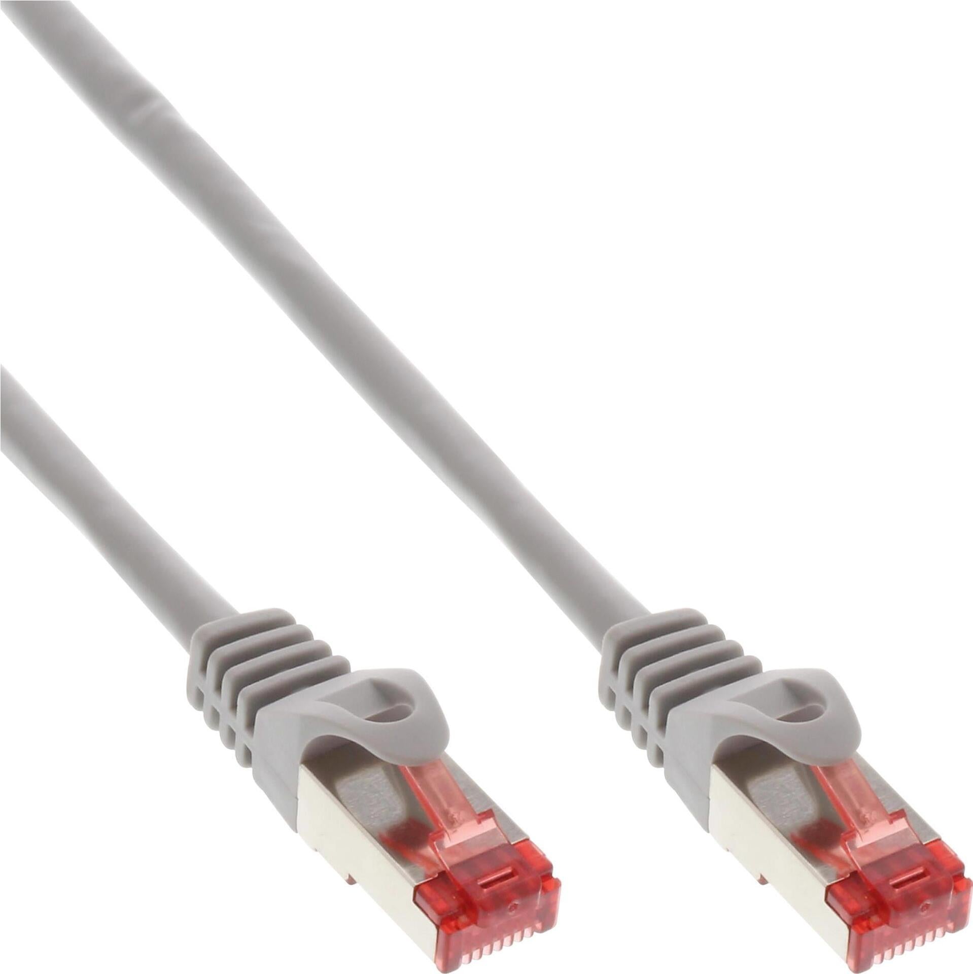 InLine - Patch-Kabel - RJ-45 (M) zu RJ-45 (M) - 2,0m - SFTP, PiMF - CAT 6 - geformt, ohne Haken, verseilt, halogenfrei - Grau (Packung mit 40) (B-76902)