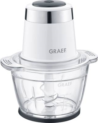 Graef CH501EU. Schüsselkapazität: 1 l. Produktfarbe: Weiß, Schüsselmaterial: Glas, Material Messer: Edelstahl. Leistung: 500 W, AC Eingangsspannung: 230 V. Breite: 190 mm, Tiefe: 147 mm, Höhe: 220 mm (CH501EU)