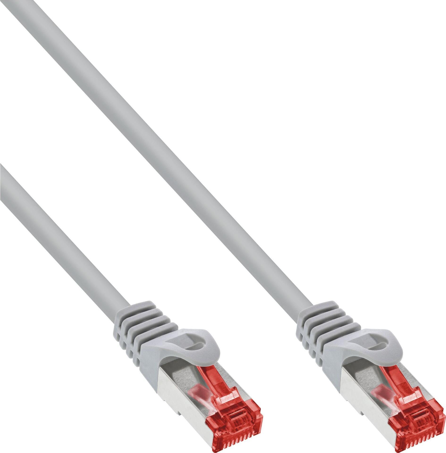 InLine - Patch-Kabel - RJ-45 (M) zu RJ-45 (M) - 5,0m - SFTP, PiMF - CAT 6 - geformt, ohne Haken, verseilt - Grau (Packung mit 25) (B-76405)