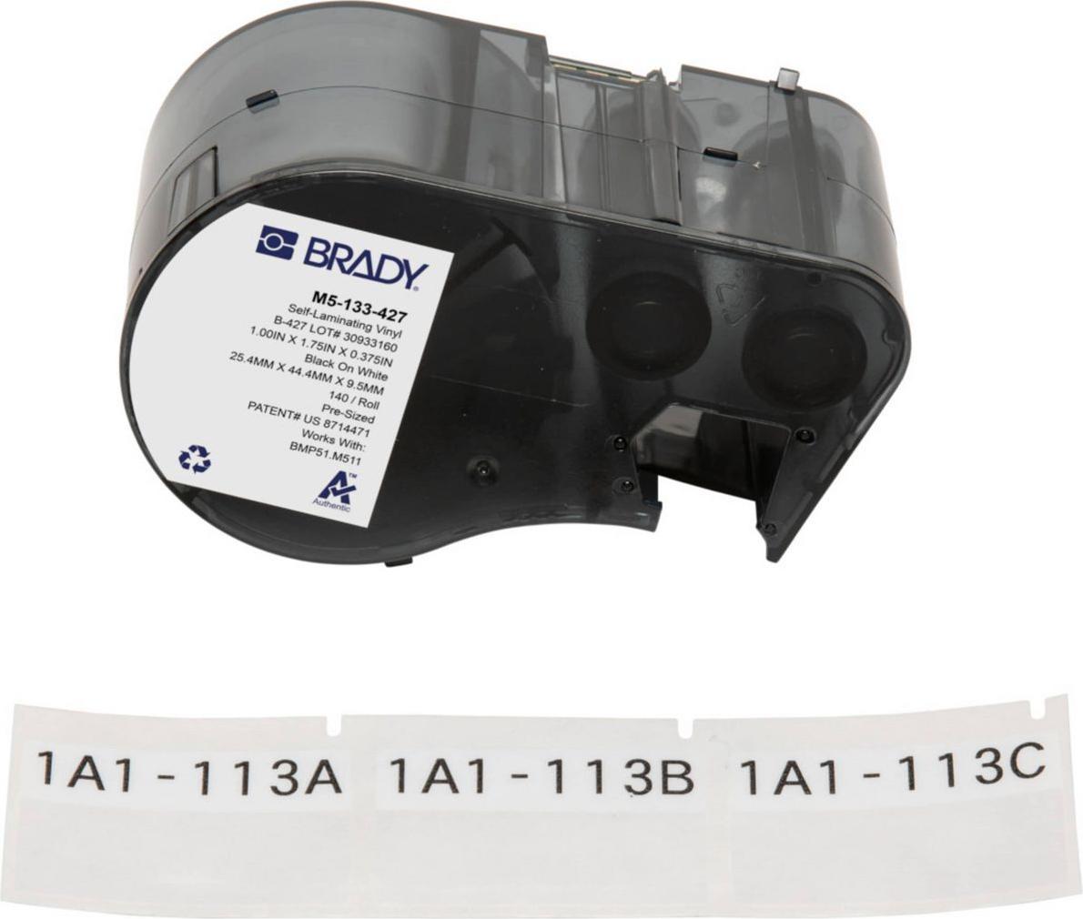 Brady Corporation BMP51/M511 Label Printer Labels, 1x1.75 in, White Vinyl, 140 Labels M5-133-427