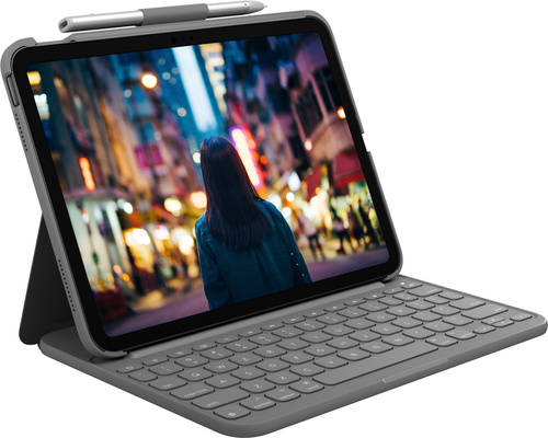 Logitech Slim Folio Keyboard and Folio Case Wireless Bluetooth LE QWERTY Nordic Oxford Gray 920-011428