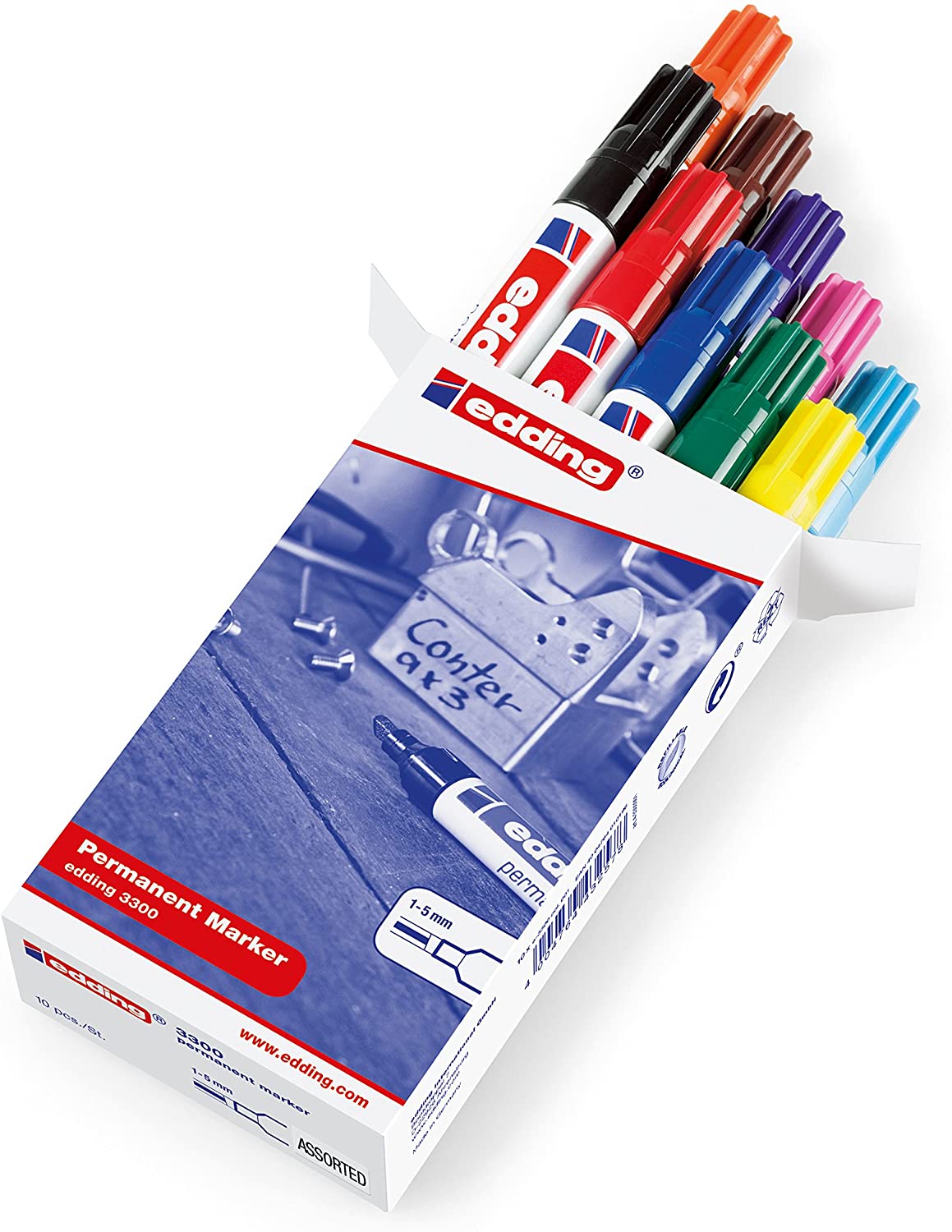 EDDING 3300 Permanent Marker Assorted Colors 1.0 - 5.0 mm 10 Pieces