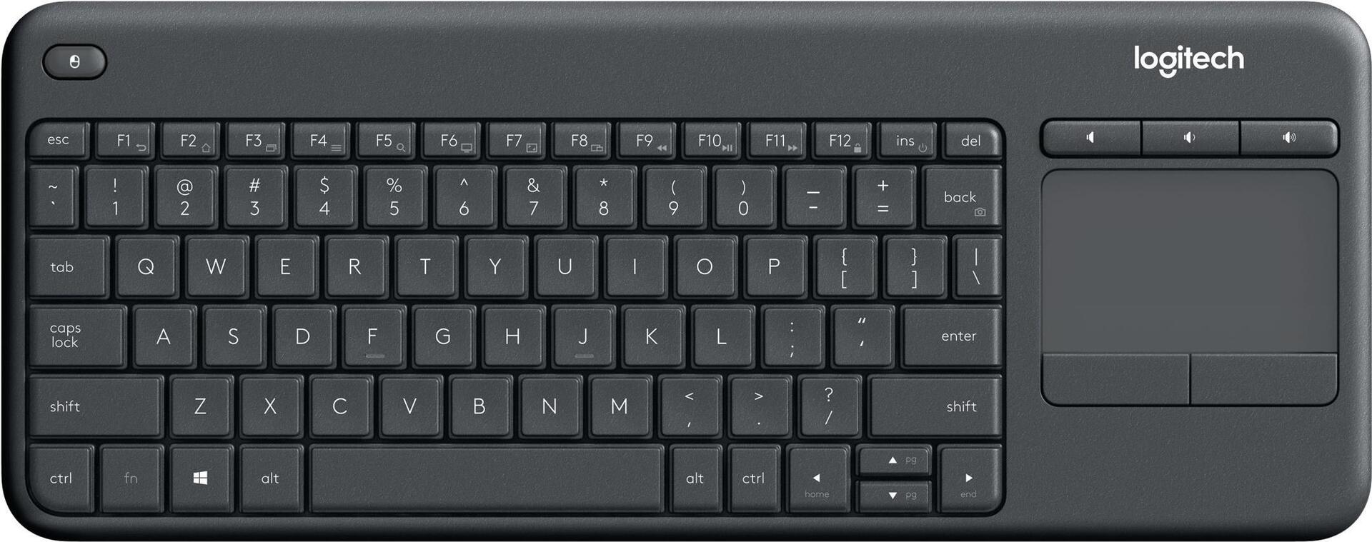 Logitech Wireless Touch Keyboard K400 Plus - Wireless Keyboard with Touchpad - 2.4 GHz - Belgium - Black