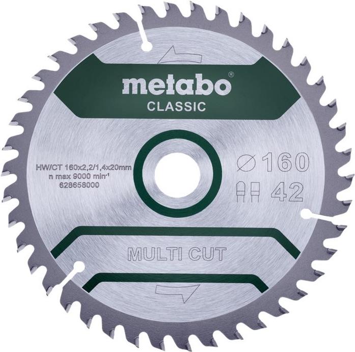 Metabo Circular Saw Blade MULTI CUT CLASSIC 160 mm 42 Teeth 20 mm Bore 1.4 mm Thickness 628658000