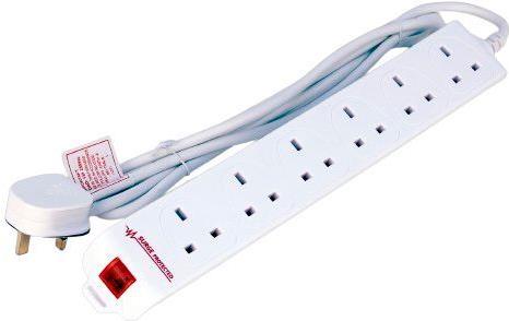 MicroConnect 6-way UK Surge Protected Power Strip 5 M White (MC-UKSURGESTRIP6-5 M)