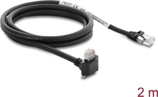 Delock GigE Camera Cable RJ45 90° Angled Connector 2 m Cat.6 S/FTP Black (80963)