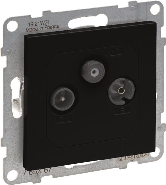 Legrand SEANO Single Socket TV-R-SAT - Flush-Mounted - Black (765367)