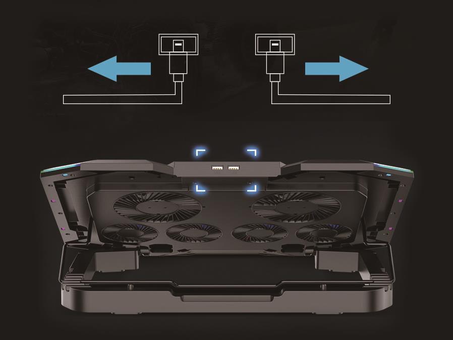 Conceptronic ERGO Gaming Notebook Fan with USB Hub - 43.2 cm (17") - Black 2-port mm/70