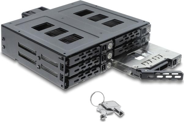 Delock 5.25" Drive Bay for 6 x 2.5" SATA/SAS HDD/SSD with Lock - 47142