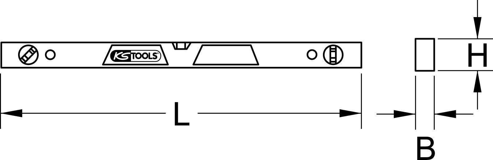 KS TOOLS Magnetic Spirit Level Aluminum Profile 600 mm 204.5471