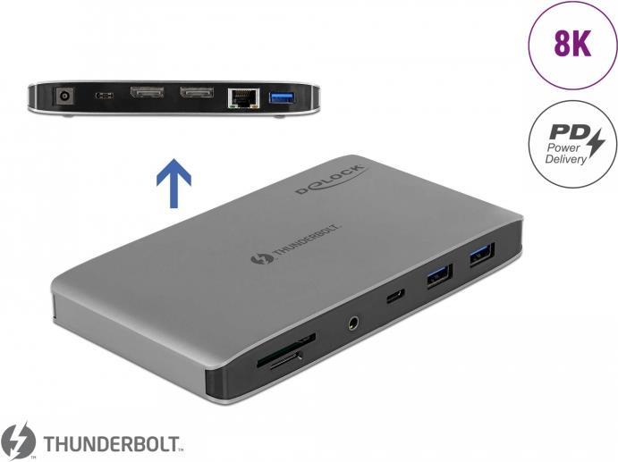 Delock - Docking Station - Thunderbolt 3 - 2 x DP - 1GbE