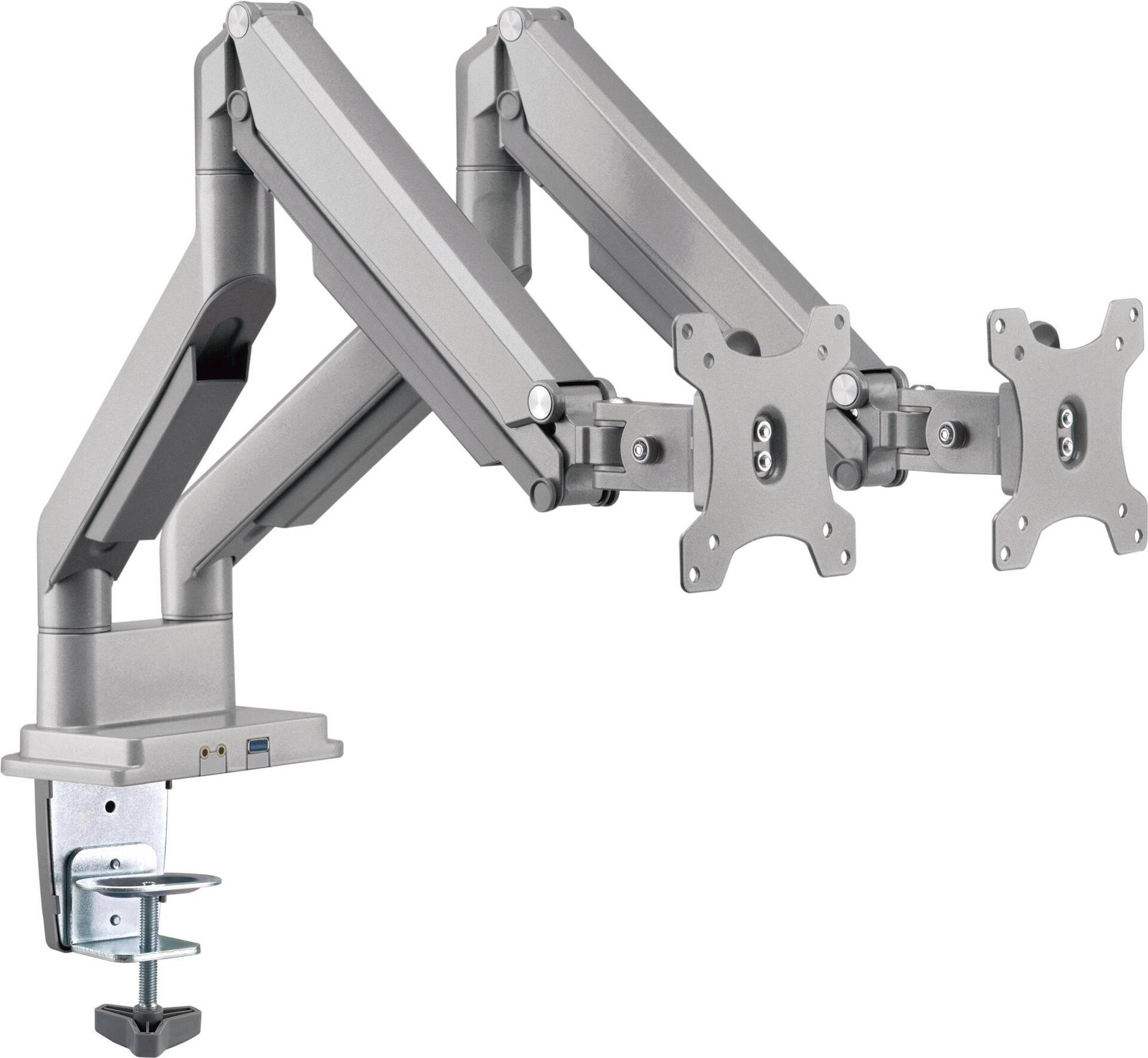 InLine Adjustable Double Arm Mounting Kit for 2 LCD Displays Silver (23171S)