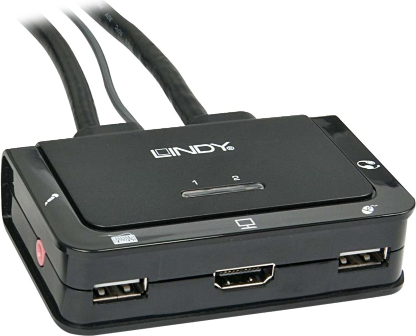 Lindy 2 Port KVM Switch - HDMI 10.2 G - USB 2.0 & Audio - 4K 60Hz (42340)