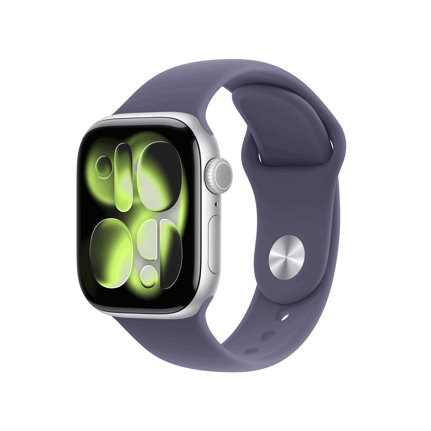 Apple Watch Series 11 GPS + Cellular 42mm Silver Aluminium Case with Purple Fog Sport Band - S/M (MF8H4ZR/A)