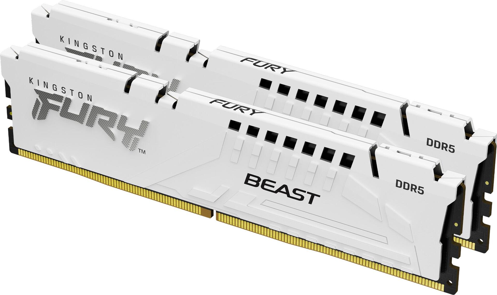 Kingston FURY Beast DDR5 Kit 32GB 2 x 16GB DIMM 288-PIN 3000 MHz CL30 On-die ECC White PC5-48000 KF560C30BWEK2-32