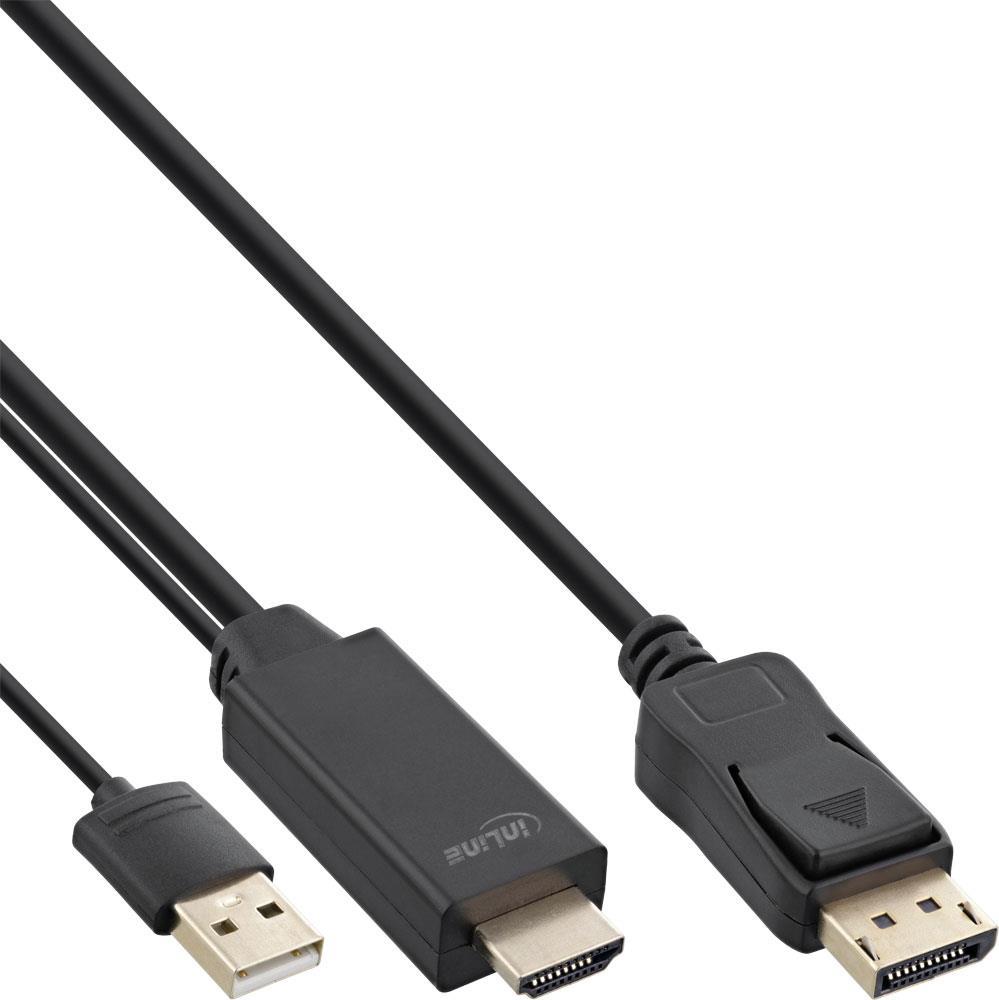 InLine - HDMI to DisplayPort Converter Cable - 2.0 m - Black - Active - Model: 17162P