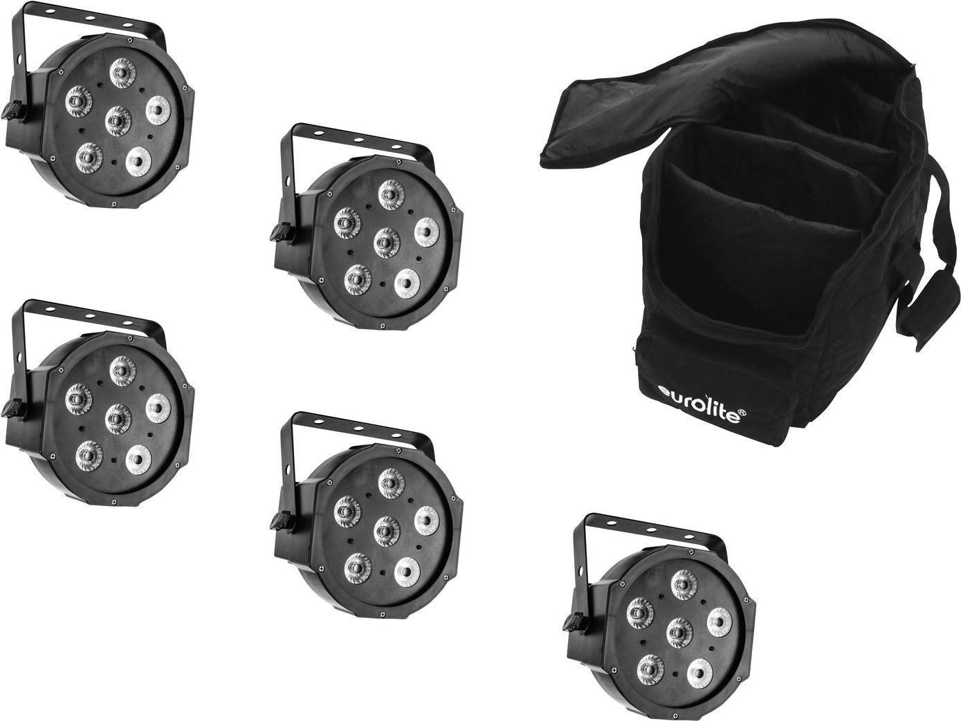 EUROLITE - Set of 5 LED SLS-6 TCL Spots + Soft-Bag