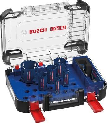Bosch Expert Tough Material Hole Saw Set - 14 Pieces for Plastic, Bricks, Soft Tiles, Stainless Steel, Wood (Multi-Material)