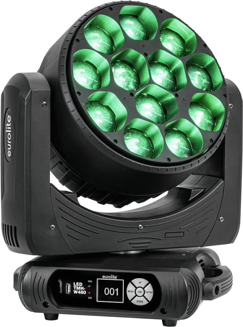 EUROLITE Moving Head Wash Light 12x 40W QCL RGBW LEDs Motorized Zoom 1°-35° TMH-W480