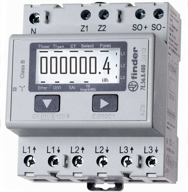 Finder 3-Phase Digital Meter - 1500A - MID Approved - Model 7E.56.8.400.0010