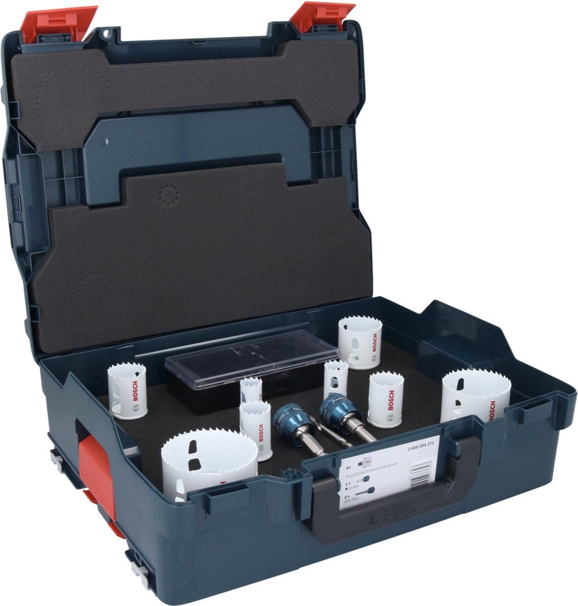 Bosch Progressor for Wood+Metal Electrician L-Boxx Hole Saw Set - 8 Pieces