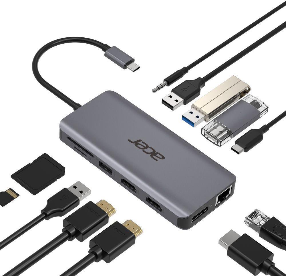 Acer HP.DSCAB.009 Notebook-Dockingstation & Portreplikator Verkabelt USB 3.2 Gen 1 (3.1 Gen 1) Type-C Silber (HP.DSCAB.009)