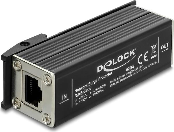 Delock Network Surge Protector RJ45 DIN Rail Mount 62062