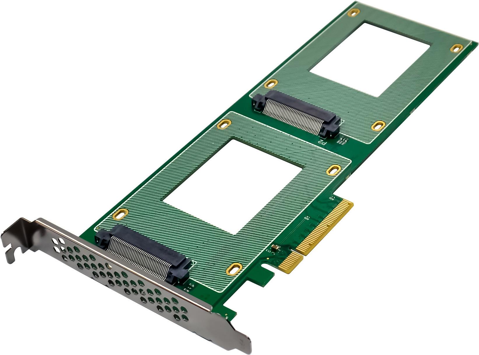 InLine PCIe Karte zu 2x intern U.2 NVMe SFF-8639 Bifurcation x8 (76660O)