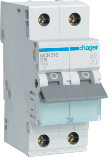Hager MCN516 2P AC Input Frequency 50/60 Hz Rated Current 16 A