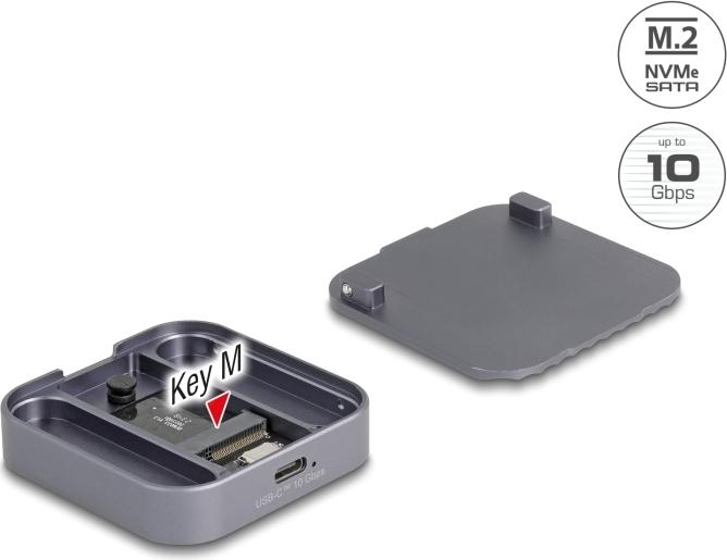 Delock Magnetic Enclosure USB Type-C - 10 Gbps - for 1 x M.2 NVMe or SATA SSD - 42032