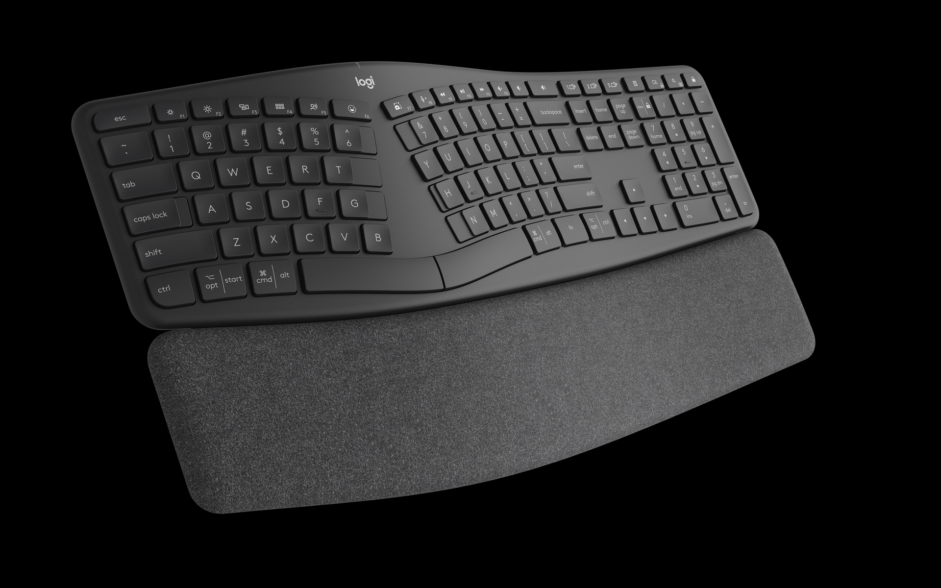 Logitech ERGO K860 Split Keyboard - Wireless - Bluetooth LE - QWERTY - Graphite