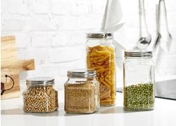 Ritzenhoff & Breker VIO Square Storage Jar 0.65 L Glass with Stainless Steel Lid - Set of 4 - Model 812114