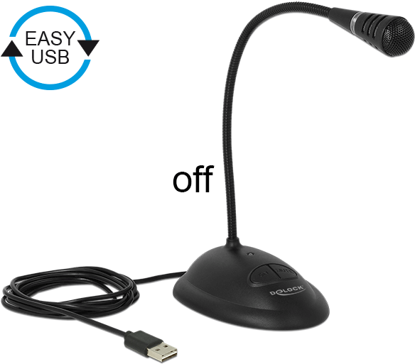 DeLOCK PC Microphone, -44 dB, 70 - 9000 Hz, 16 bit, 48 kHz, Unidirectional