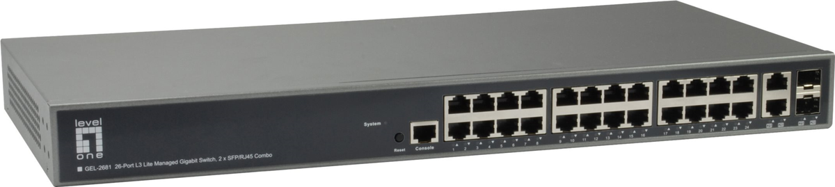 LEVELONE 26-Port L3 Lite Managed Gigabit Switch 2x SFP/RJ45 Combo GEL-2681