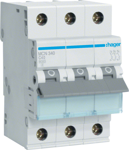 Hager MCN340 - 3-Pole Circuit Breaker - 40A - 50/60Hz (MCN340)