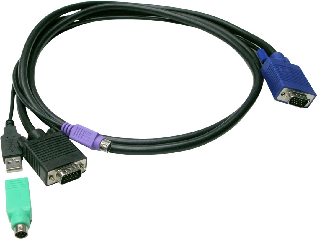 LevelOne - KVM Cable Kit - HD-15 (VGA) to USB, PS/2 - 1.8 m - Black ACC-3201