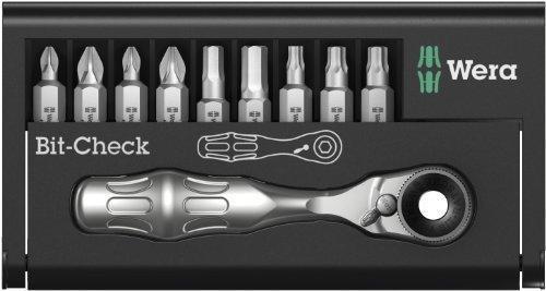 Wera Bit-Check 10 Zyklop Mini 1 Ratchet Screwdriver with Bit Set 10 pieces 65 N·m (05073645001)