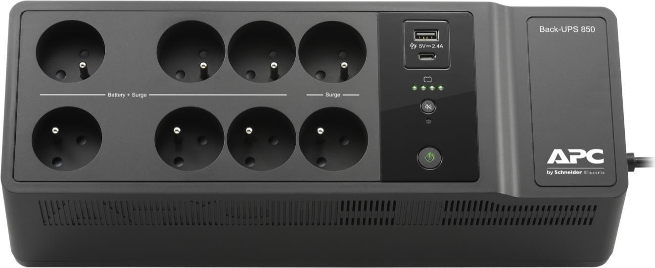 APC Back-UPS BE850G2-FR - UPS - 850 VA - 520 Watt - 8 Output Ports - Black